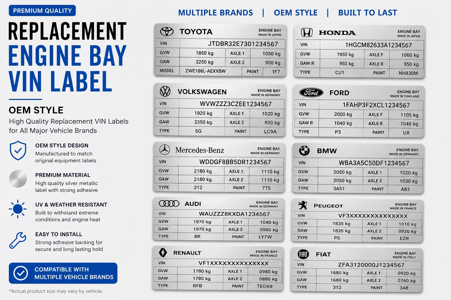 engine bay VIN label